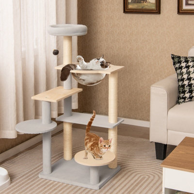 COSTWAY Modern Cat Tree 113cm Multi-level Cat Tower w/Jumping Platforms ...