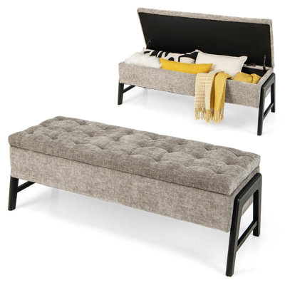 Costway Modern Chenille Storage Bench Upholstered Tufted Ottoman 