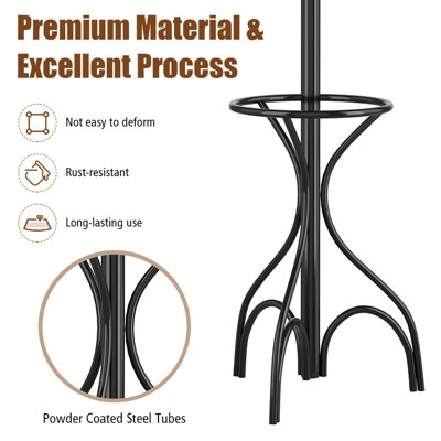 Costway Modern Coat Stand Hanger 12 Hooks Metal Clothes Rack with Umbrella Holder - 8