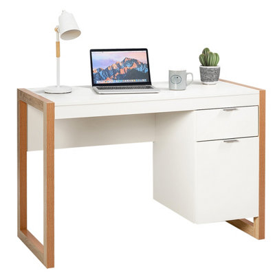 HOMESTYLE Computertisch Weiß – Mit Ausziehbarer Tastaturablage Und Ablagefach, 75x70x53 Cm