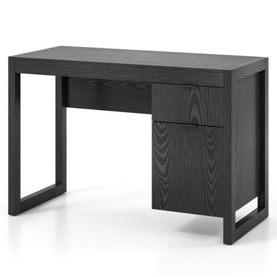Costway Modern Computer Desk w/ Storage Cabinet & Drawer Home Office Writing Table White