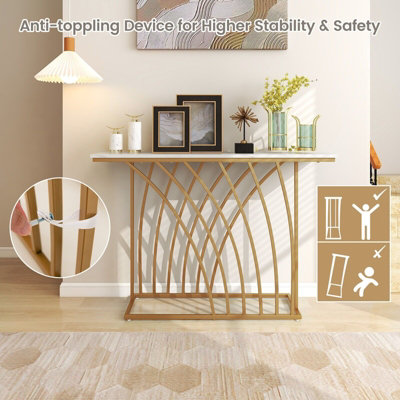 Costway Modern Console Table Faux Marble Narrow Entryway Hallway Table ...