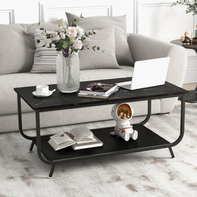 Black marble online coffee table rectangle