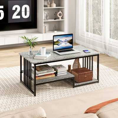 Faux marble coffee table deals with storage