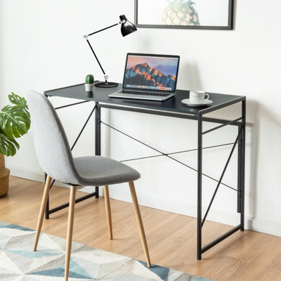 Costway Modern Folding Computer Desk Study Desk w/ S-Shaped Hooks for Home Office