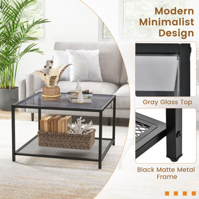 Black glass center table sales