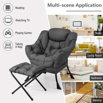 Living room chair with attached footrest hot sale