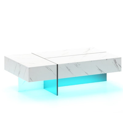 COSTWAY Modern LED Coffee Table Rectangular Center Table for Living ...