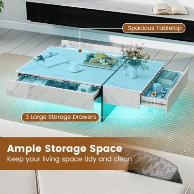 COSTWAY Modern LED Coffee Table Rectangular Center Table for Living ...