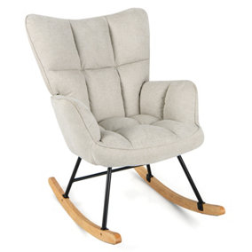 Costway Modern Linen Rocking Accent Chair Upholstered Glider Rocker Armchair