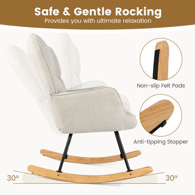 Costway Modern Linen Rocking Accent Chair Upholstered Glider Rocker ...