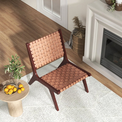 Armless leather deals accent chair