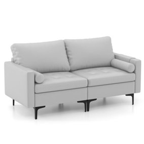Costway Modern Loveseat 2-Seater Sofa Couch w/ Thick Cushion & 2 Bolsters