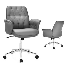 Costway Modern PU Leather Office Chair Ergonomic Adjustable Swivel Leisure Chair