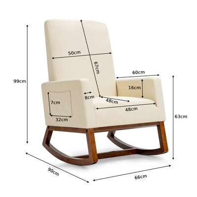 Costway Modern Rocking Chair Upholstered Fabric Leisure Armchair with ...