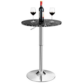 Costway Modern Round Marble Bar Table Height Adjustable Swivel Counter Pub Table