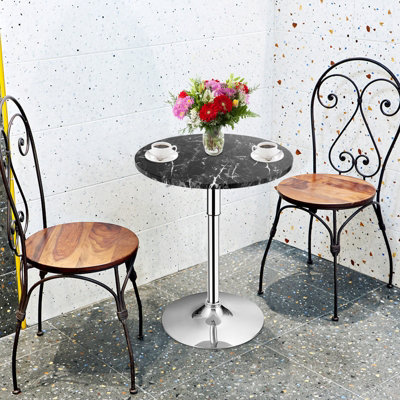 Costway Modern Round Marble Bar Table Height Adjustable Swivel Counter Pub Table