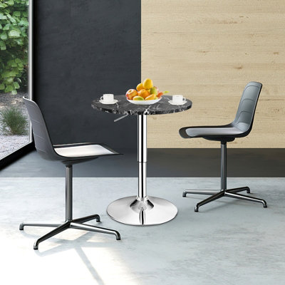Costway Modern Round Marble Bar Table Height Adjustable Swivel Counter Pub Table