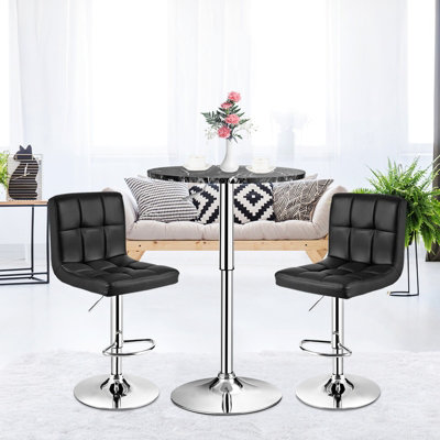 Costway Modern Round Marble Bar Table Height Adjustable Swivel Counter Pub Table