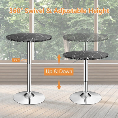 Costway Modern Round Marble Bar Table Height Adjustable Swivel Counter Pub Table