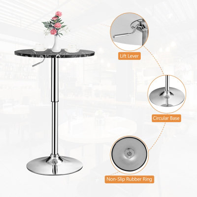 Costway Modern Round Marble Bar Table Height Adjustable Swivel Counter Pub Table