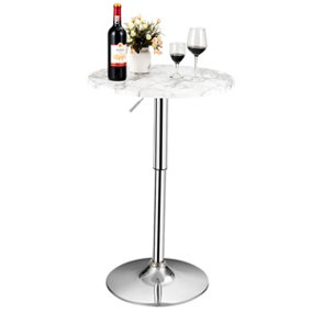 Costway Modern Round Marble Bar Table Height Adjustable Swivel Counter Pub Table