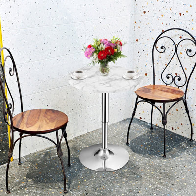 Costway Modern Round Marble Bar Table Height Adjustable Swivel Counter Pub Table