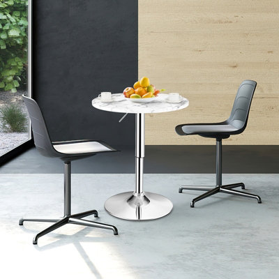 Costway Modern Round Marble Bar Table Height Adjustable Swivel Counter Pub Table