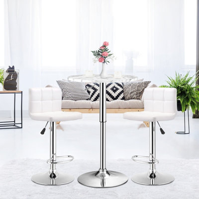 Costway Modern Round Marble Bar Table Height Adjustable Swivel Counter Pub Table