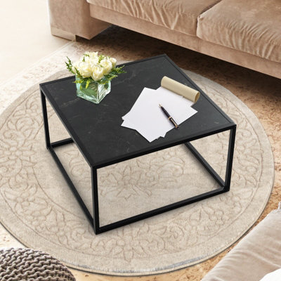 Square faux deals marble coffee table