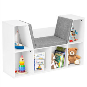 Costway Modern Storage Shelf Bookcase Cube Bookshelf Organizer Cabinet with Seat Cushion