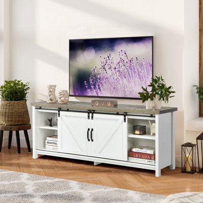 Costway Modern TV Cabinet for 60" Wooden Media Storage Shelves Stand W/ Cabinets