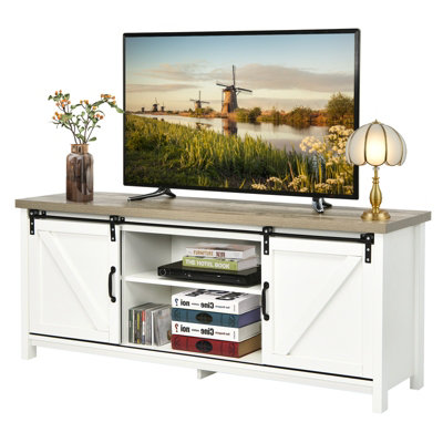 Costway Modern TV Cabinet for 60" Wooden Media Storage Shelves Stand W/ Cabinets