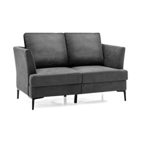 Costway Modern Upholstered 2-Seater Sofa Loveseat Couch w/ Padded Cushions