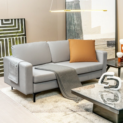 Costway Modern Upholstered Loveseat Sofa 2-Seat Sofa Couch w/ Seat Cushions