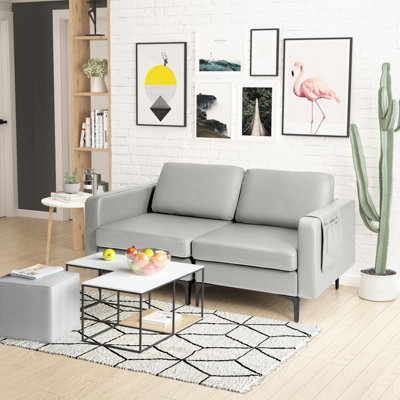 Costway Modern Upholstered Loveseat Sofa 2-Seat Sofa Couch w/ Seat Cushions
