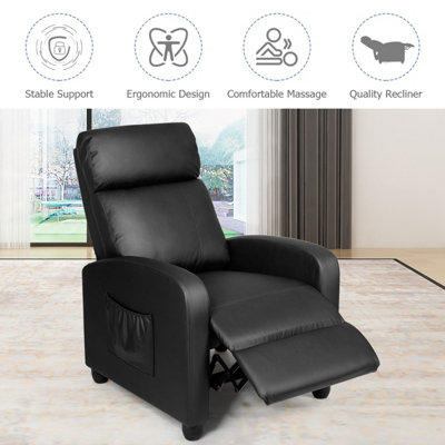 YITAHOME Wingback Recliner Chair, Push-Back Recliner, High Back Faux Leather Lounge Chair For Living Room, Brown