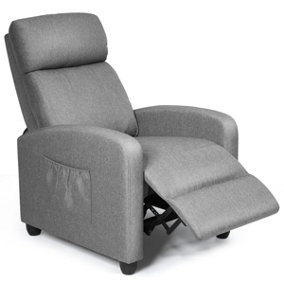 Costway Modern Upholstered Recliner Armchair Sofa Lounge Chair w/ Adjustable Backrest