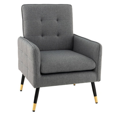 Costway Modern Upholstered Sofa Chair Linen Fabric Accent Armchair Leisure Lounge Chair