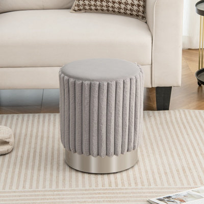 Costway Modern Velvet Ottoman Soft Padded Footrest Stool Round Vanity ...