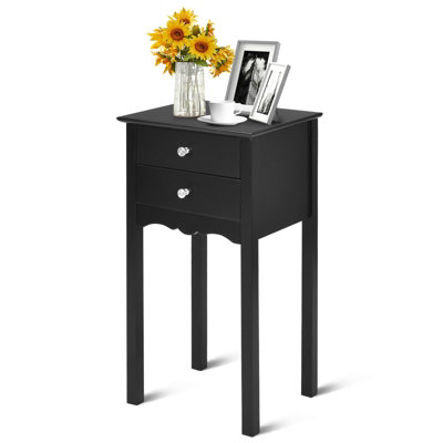 Costway Modern Versatile Side Table End Table Sofa Bedside Table Nightstand W/ 2 Drawers