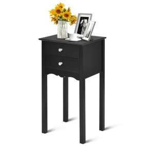 Costway Modern Versatile Side Table End Table Sofa Bedside Table Nightstand W/ 2 Drawers