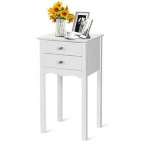 Costway Modern Versatile Side Table End Table Sofa Bedside Table Nightstand W/ 2 Drawers
