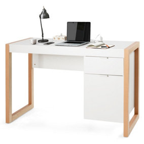 Costway Modern Workstation Desk w/ Storage Cabinet & Drawer Sturdy Structure Home Office