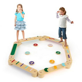 Costway Montessori Balance Beam Set Wooden Balance Boards Indoor Gift Toy Set