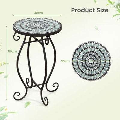 Costway Mosaic Outdoor Side Table Round End Table Weather Resistant ...