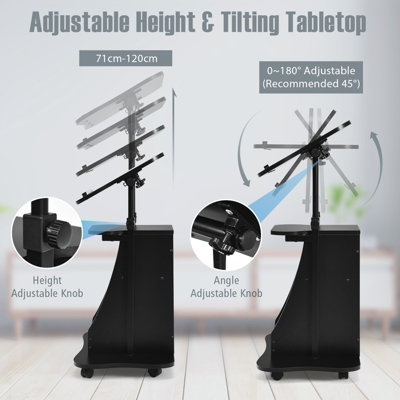 Costway Movable Laptop Table Height Adjustable Computer Workstation W ...