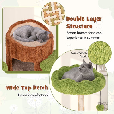COSTWAY Multi-level Cat Tree Tree Hole Designed Cat Tower w/ Double ...
