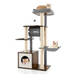 Costway Multi-level Cat Tree w/ Condo Top Perch Hammock &  Scratch Posts