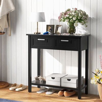 Narrow console deals table with drawer